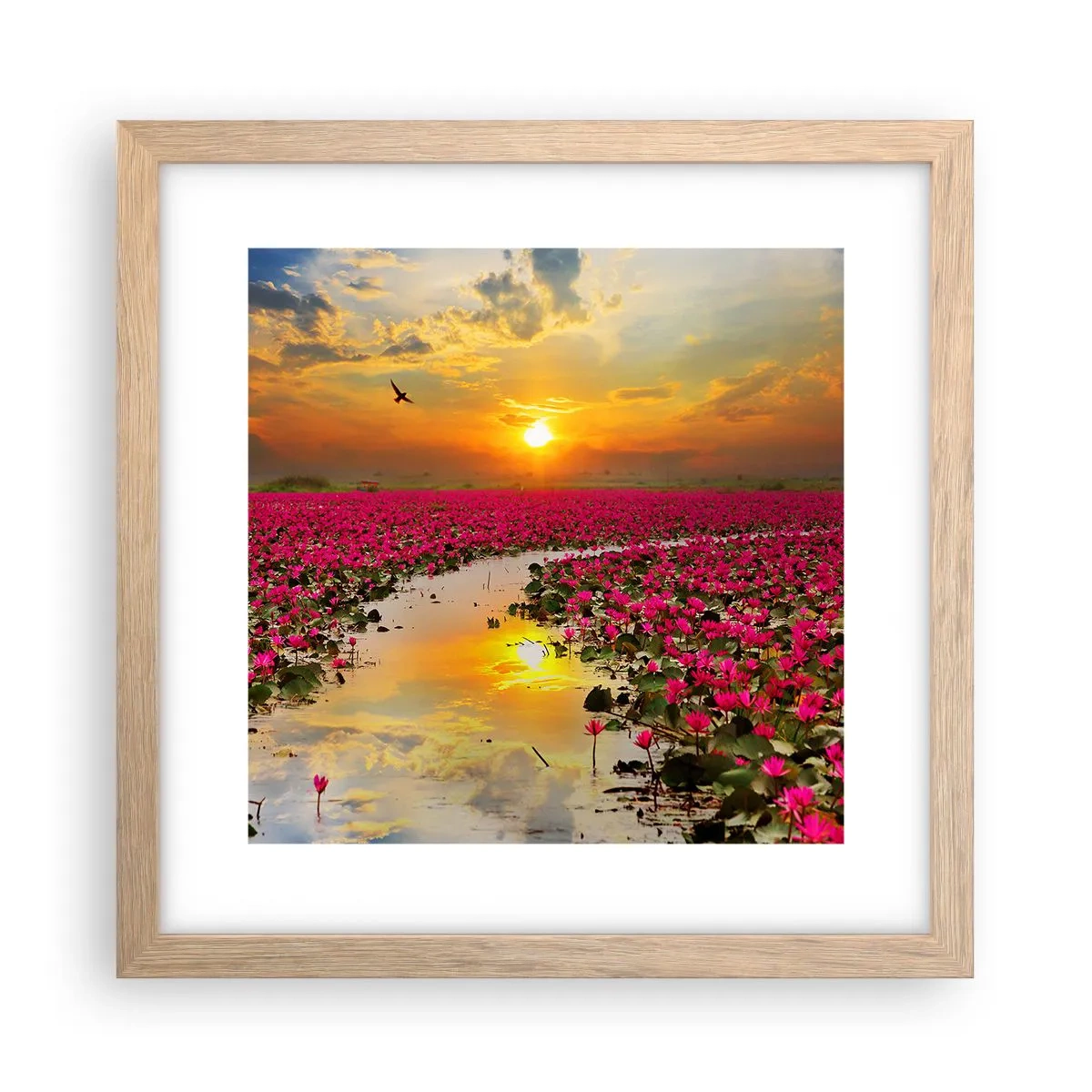 Plagát v ráme zo svetlého duba - Tajomný život jazera - 30x30 cm