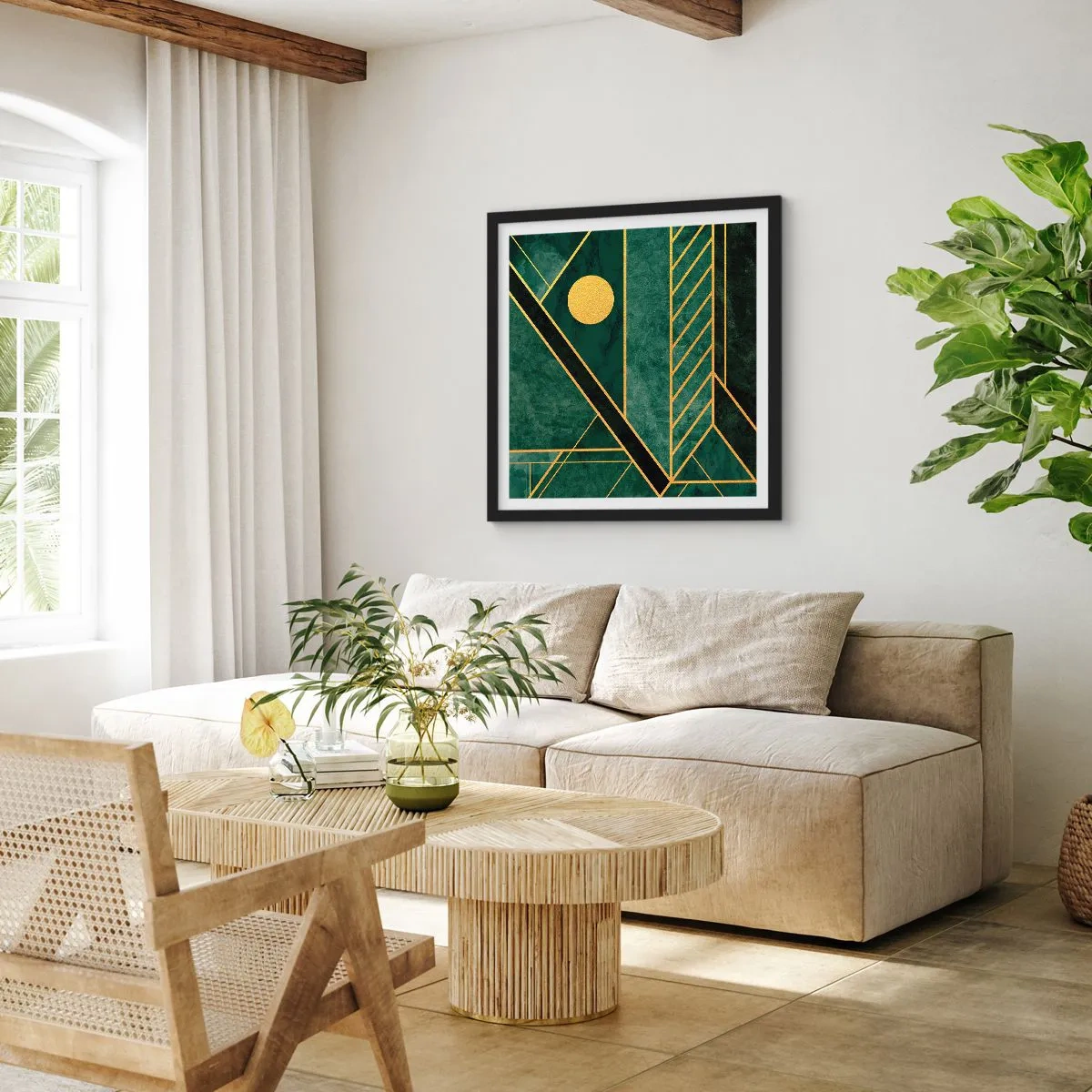 Plagát v čiernom ráme - Dynamika zlata a lazuritu - 40x40 cm