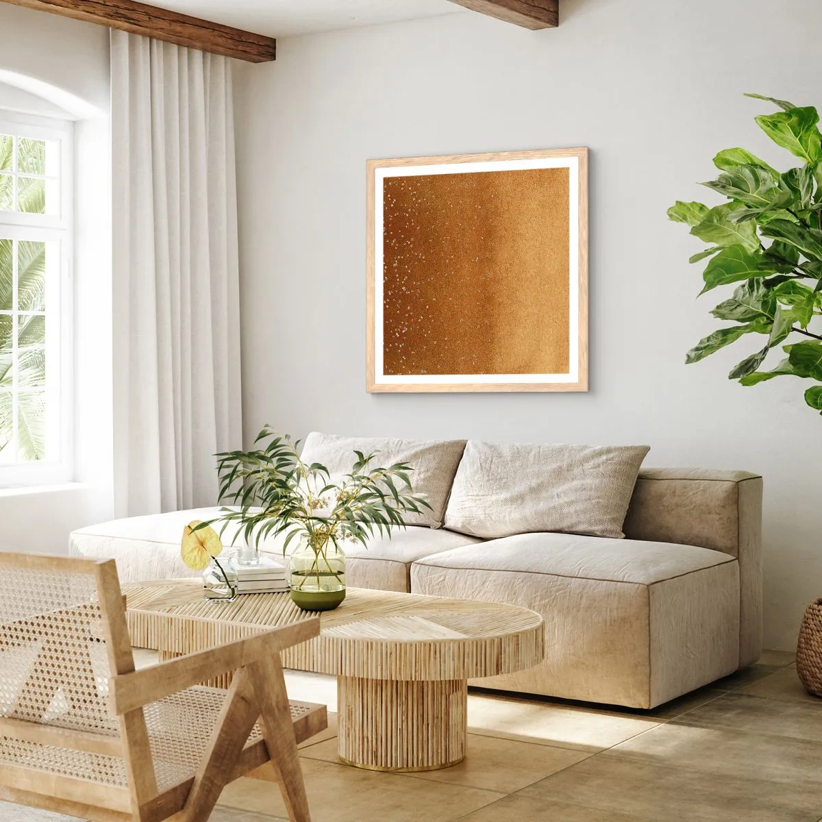 Plagát v ráme zo svetlého duba - Zrodenie svetla - 40x40 cm