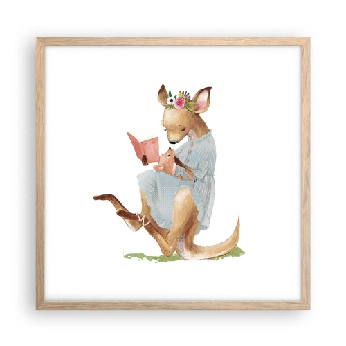 Plagát v ráme zo svetlého duba - Prečítaj mi, mama - 50x50 cm