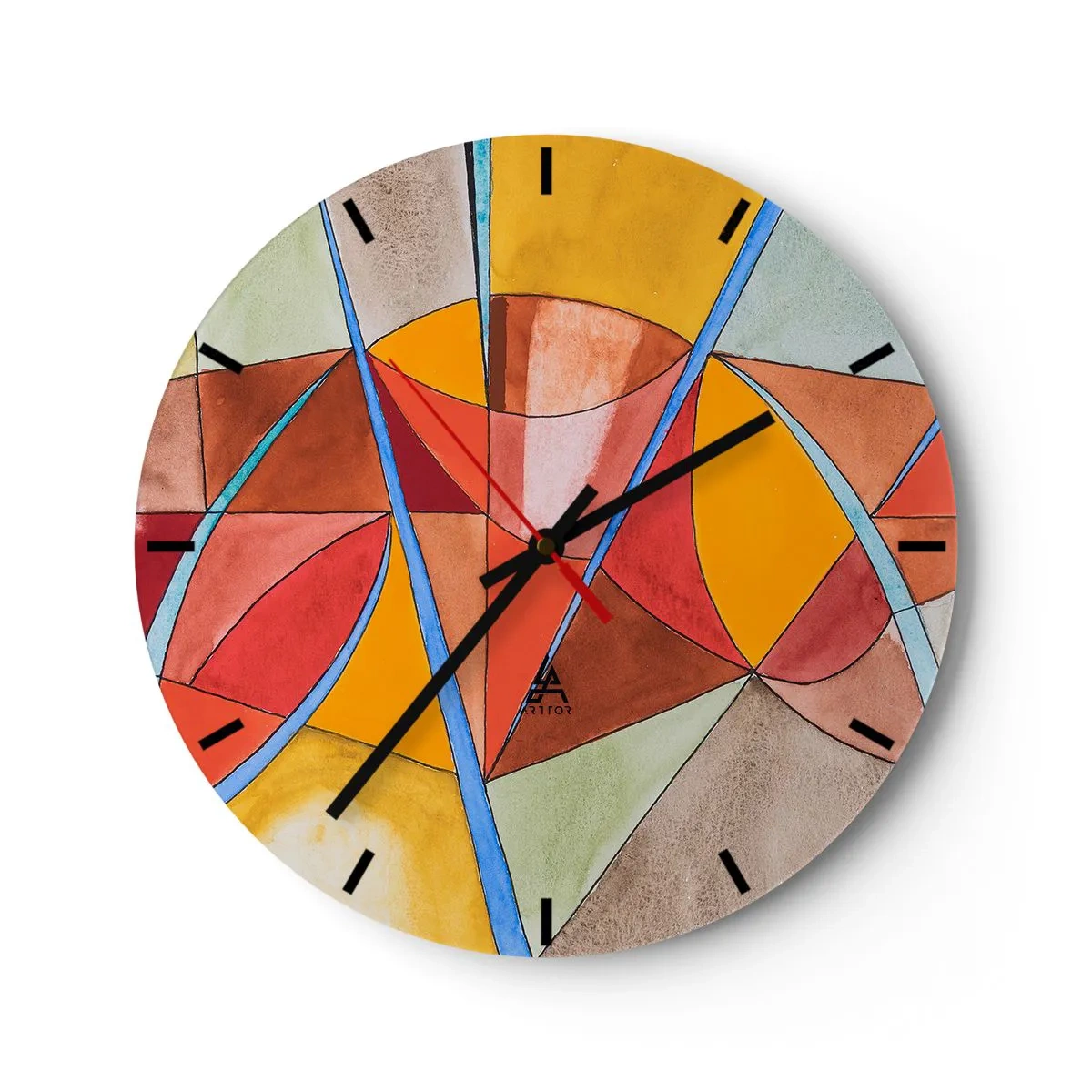 Nástenné hodiny - Abstraktné geometrické vzory v žiarivých farbách - 30x30cm - Kolotoč, kolotoč snov - Moderná nástenná dekorácia do obývacej izby, kuchyne a spálne ARTTOR