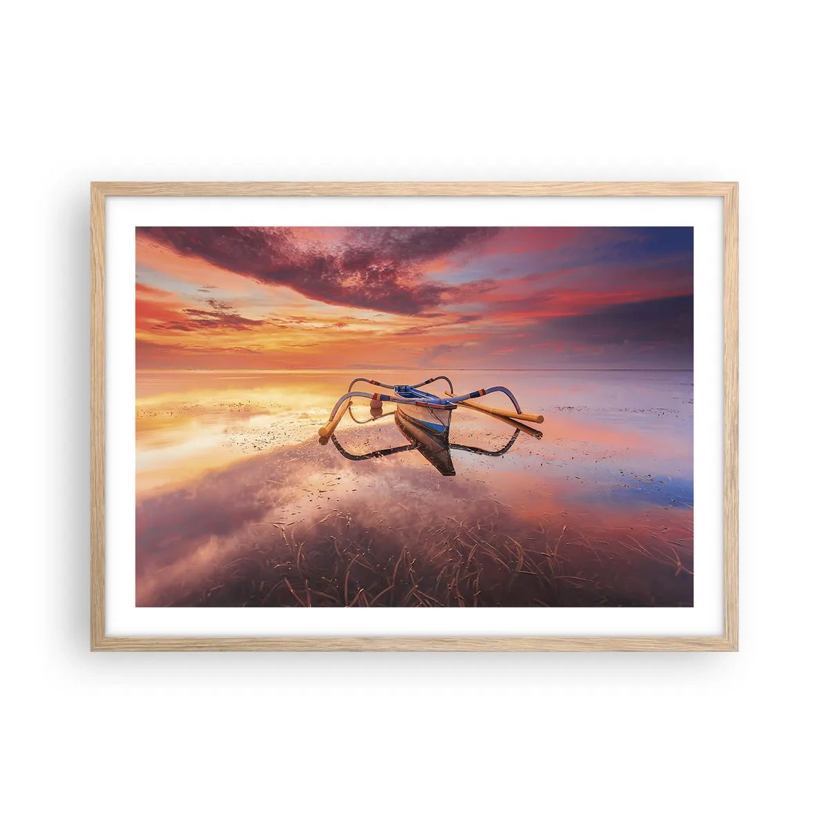 Plagát v ráme zo svetlého duba - Pokoj tropického večera - 70x50 cm