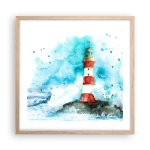 Plagát v ráme zo svetlého duba - Jednota živlov - 50x50 cm