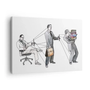 Obraz na plátne - Ilustrácia znázorňujúca ľudí ovládaných ako bábky. - 70x50cm - Každý má svojho pána - Moderná nástenná dekorácia do obývacej izby a spálne ARTTOR