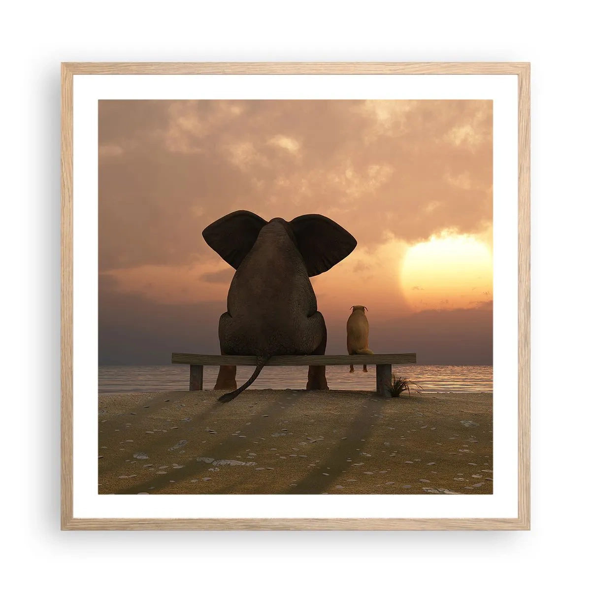 Plagát v ráme zo svetlého duba - Je skvelé spolu mlčať - 60x60 cm