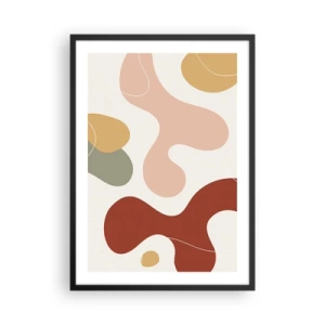 Plagát v čiernom ráme - Abstraktná kompozícia v teplých pastelových odtieňoch. - 50x70cm - Klikiháky - Moderná nástenná dekorácia do obývacej izby a spálne ARTTOR