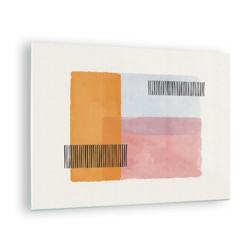 Obraz na skle - Abstraktné obdĺžniky s čiarami v minimalistickom štýle - 70x50cm - Z rohu do rohu - Moderná nástenná dekorácia do obývacej izby a spálne ARTTOR