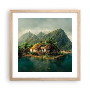 Plagát v ráme zo svetlého duba - Tropický raj - 40x40 cm