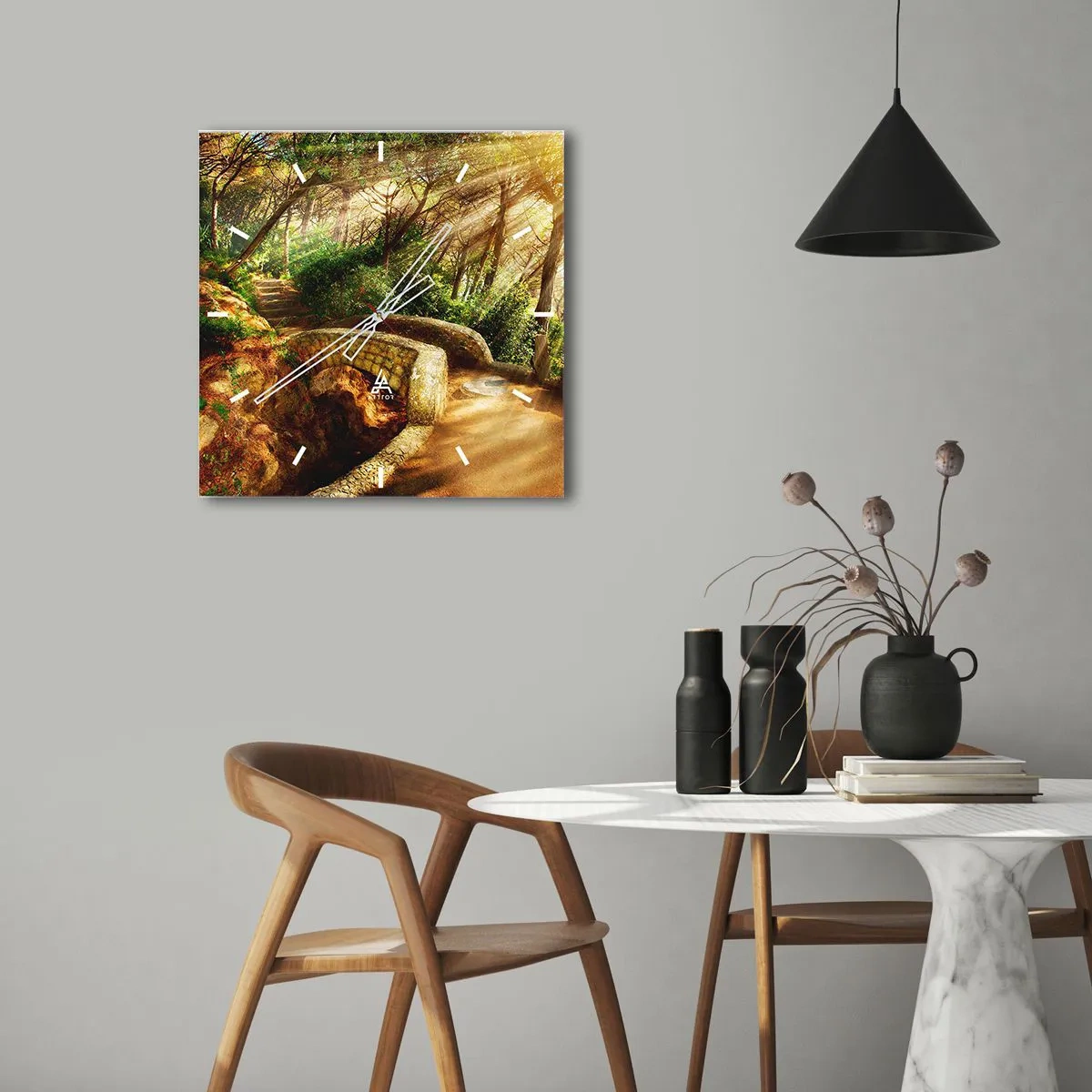 Nástenné hodiny - Priamo z mostíka v rozprávkovom lese - 30x30 cm