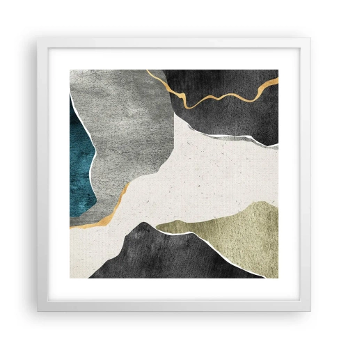 Plagát v bielom ráme - Mozaiková kompozícia so zlatou niťou - 40x40 cm