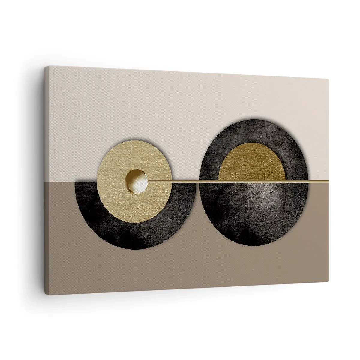 Obraz na plátne - Abstraktné kruhy v odtieňoch zlatej a hnedej - 70x50cm - Variácie okolo kruhu - Moderná nástenná dekorácia do obývacej izby a spálne ARTTOR