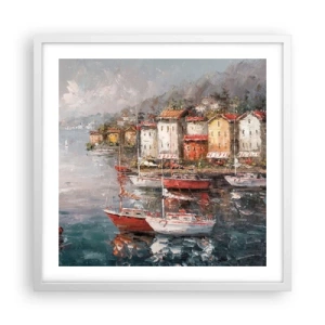 Plagát v bielom ráme - Romantický prístav - 50x50 cm