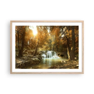 Plagát v ráme zo svetlého duba - Parkový vodopád - 70x50 cm