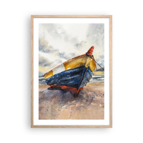 Plagát v ráme zo svetlého duba - Odpočinok na brehu - 50x70 cm