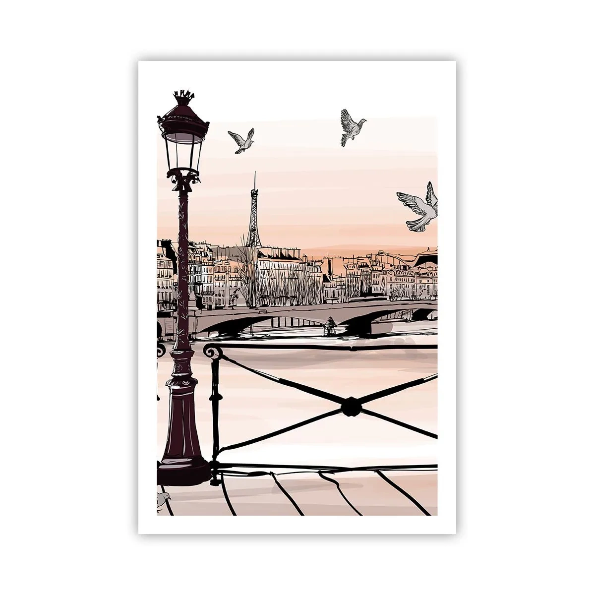 Plagát - Nad strechami Paríža - 61x91 cm