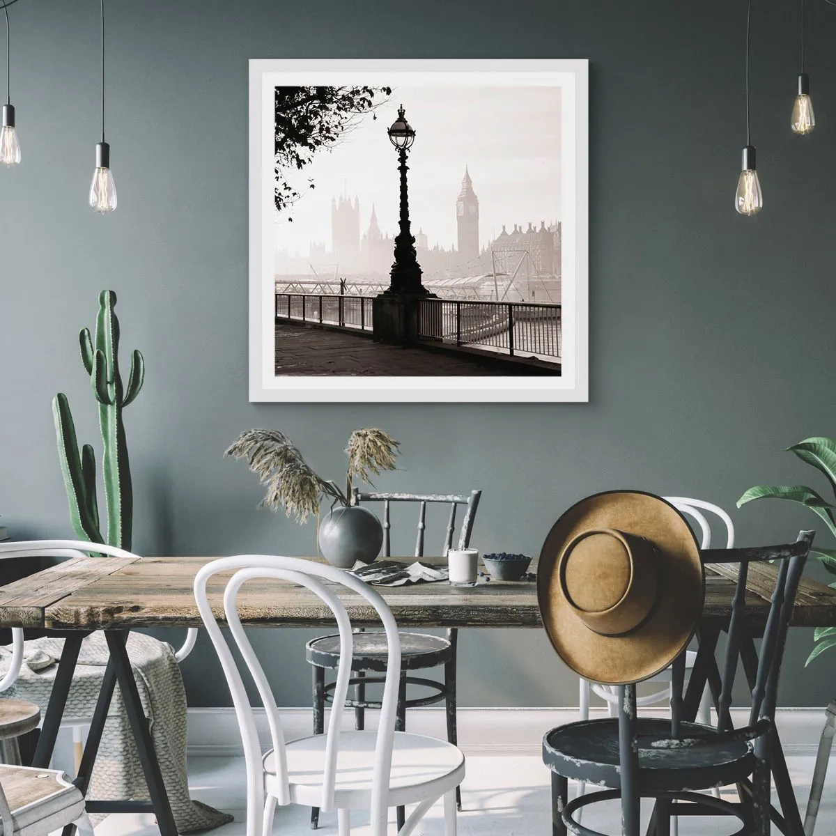 Plagát v bielom ráme - Londýnske ráno - 30x30 cm