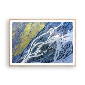 Plagát v ráme zo svetlého duba - Jaskynné maľby prírody - 100x70 cm