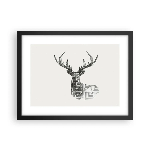 Plagát v čiernom ráme - Jeleň v kubistickom štýle - 40x30 cm