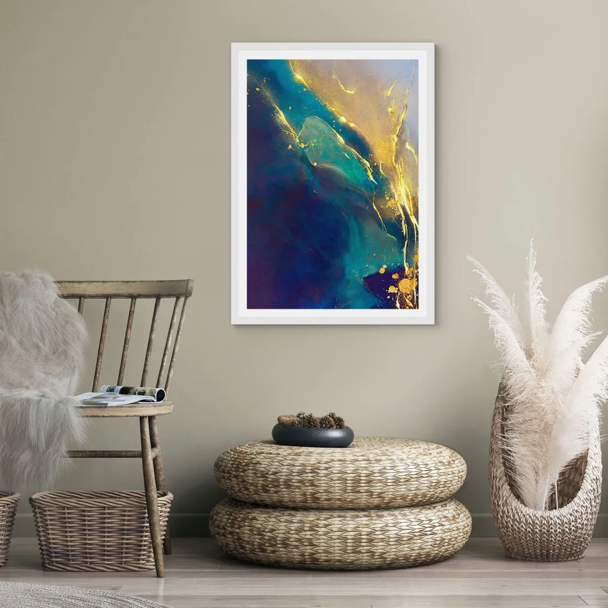 Plagát v bielom ráme - Zlatý močiar - 70x100 cm