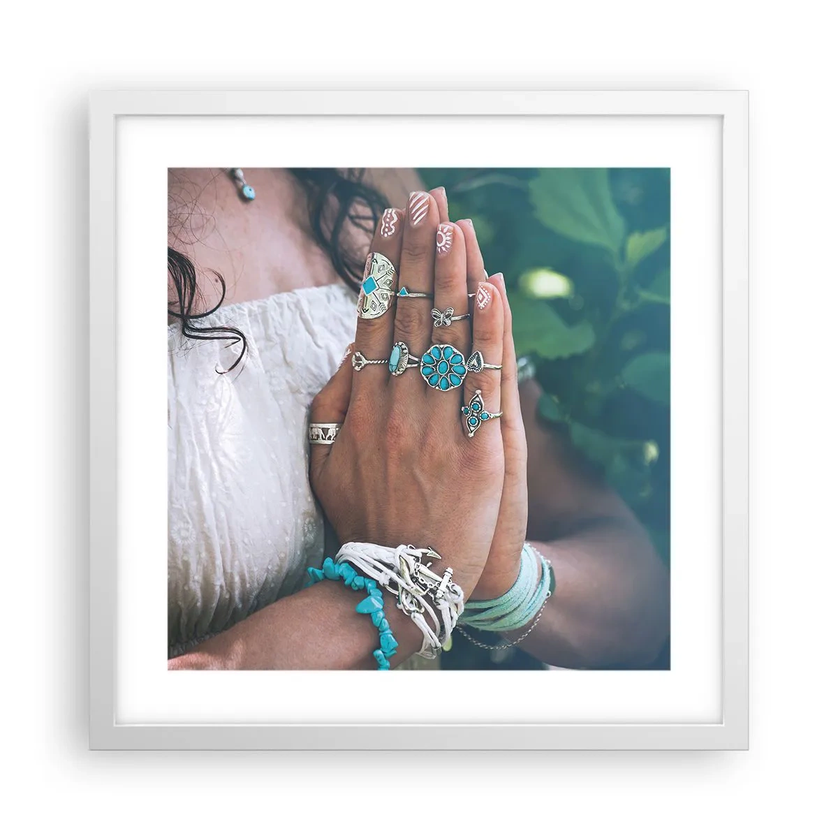 Plagát v bielom ráme - Vitajte v centre bytia - 40x40 cm