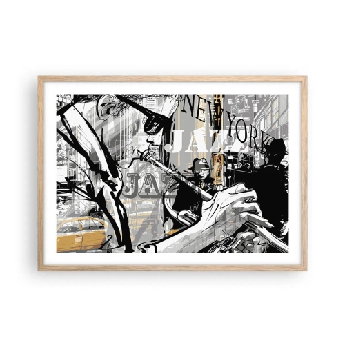 Plagát v ráme zo svetlého duba - V rytme New Yorku - 70x50 cm