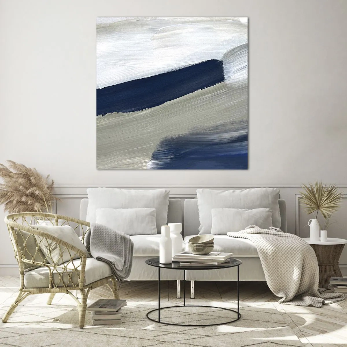 Obraz na skle - Stretnutie s bielou - 60x60 cm