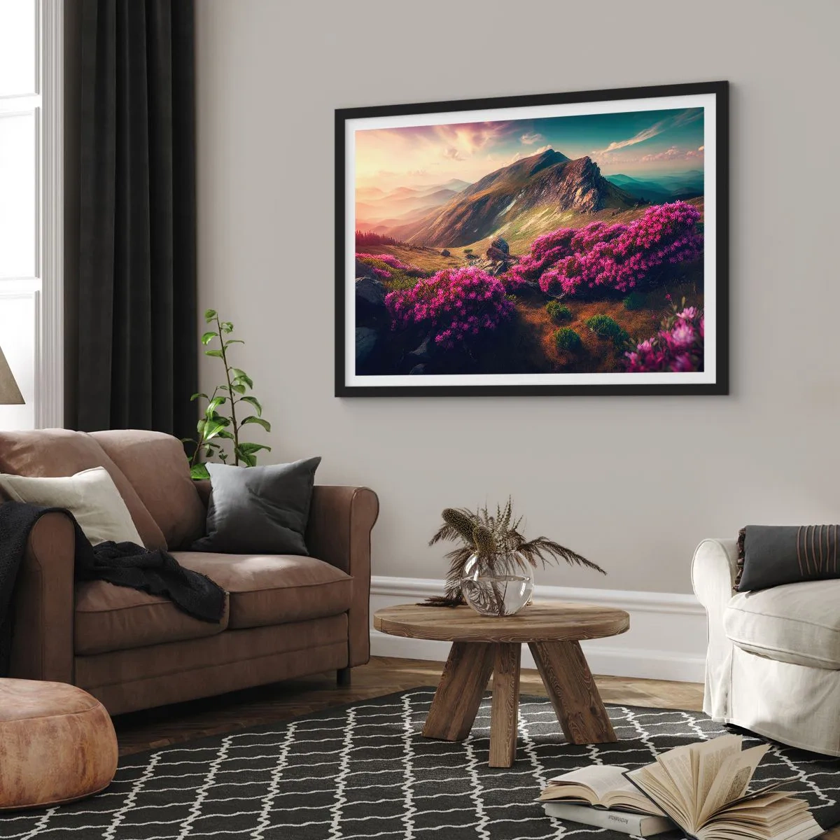Plagát v čiernom ráme - Leto na horách - 70x50 cm
