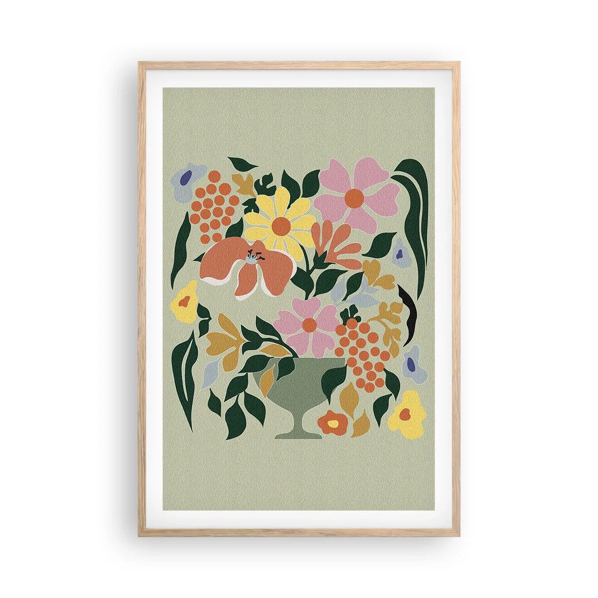 Plagát v ráme zo svetlého duba - Kytica prekypujúca životom - 61x91 cm