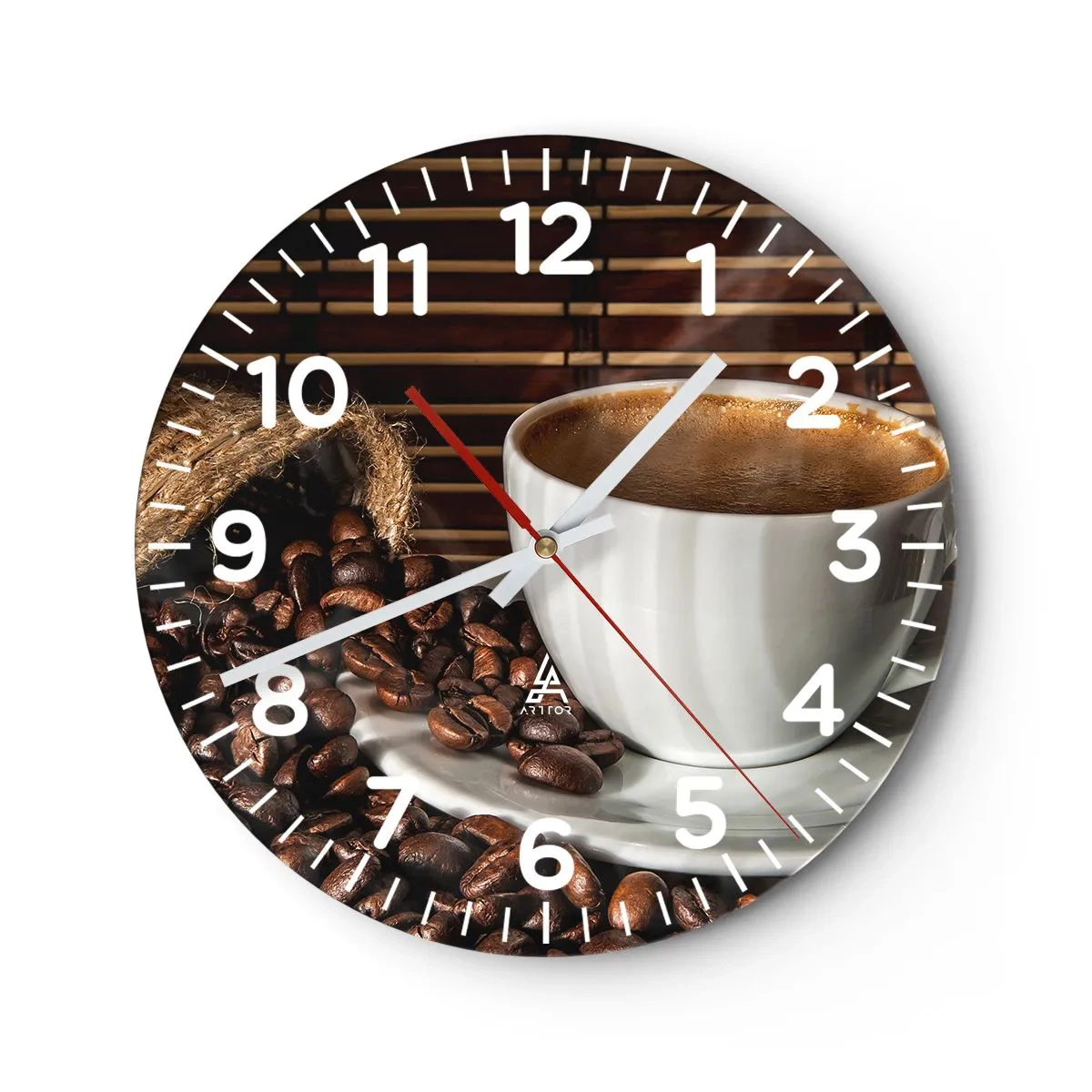 Nástenné hodiny - Čiernosť uhlia, priezračnosť jantáru - 30x30 cm