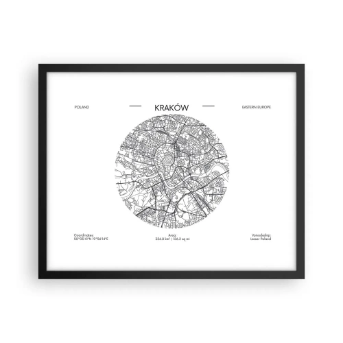 Plagát v čiernom ráme - Anatómia Krakova - 50x40 cm