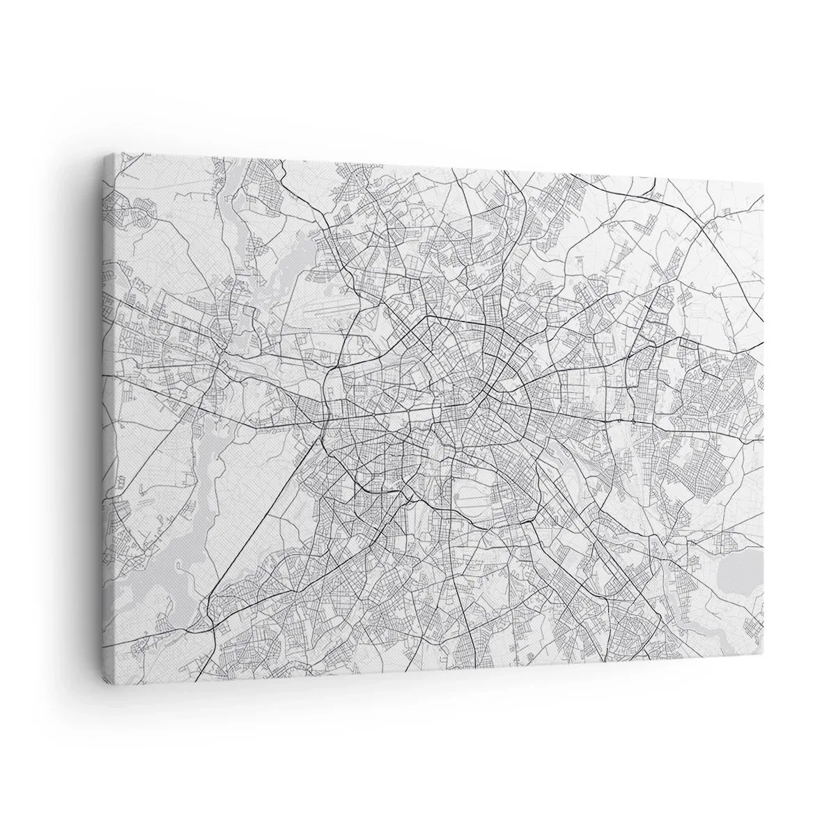 Obraz na plátne - Podrobná čiernobiela mapa mesta - 70x50cm - Kvet Berlína - Moderná nástenná dekorácia do obývacej izby a spálne ARTTOR