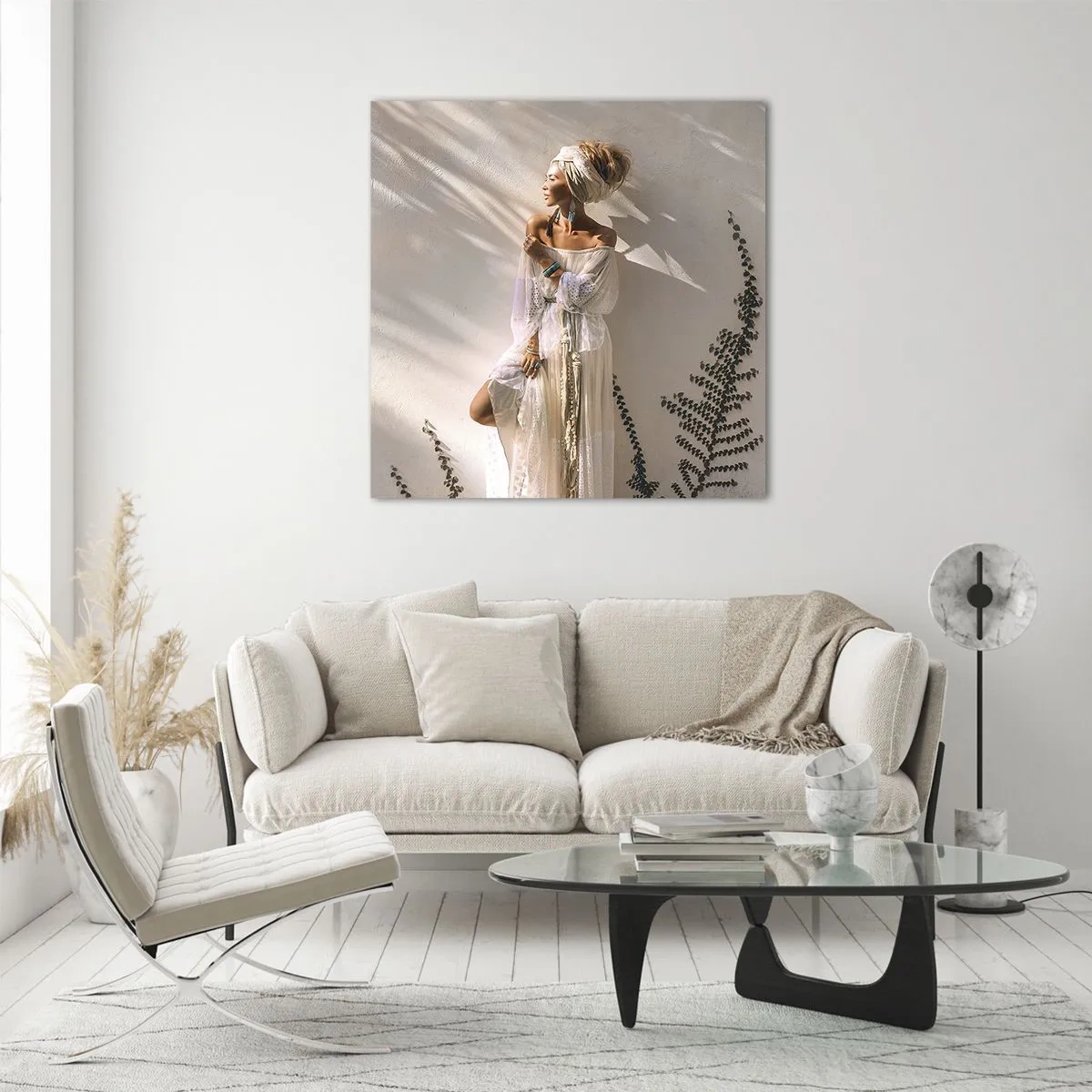 Obraz na skle - Slnko a dievča - 60x60 cm