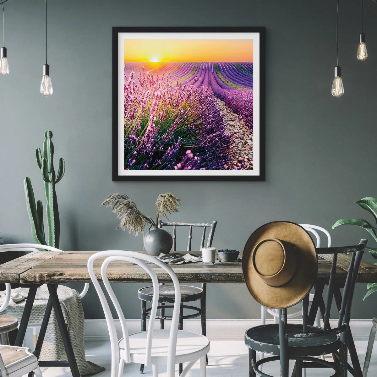 Plagát v čiernom ráme - Voňavý lán - 30x30 cm