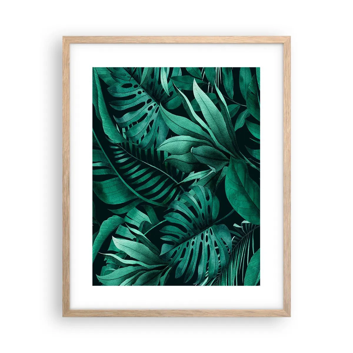 Plagát v ráme zo svetlého duba - Hĺbka tropickej zelene - 40x50 cm