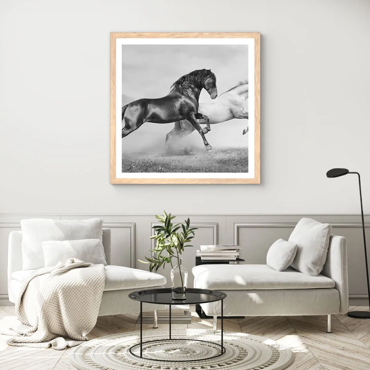 Plagát v ráme zo svetlého duba - Anjeli a démoni - 40x40 cm