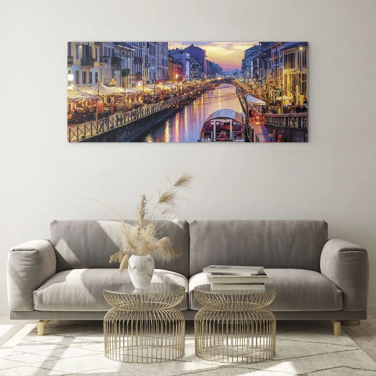 Obraz na skle - Večer plný svetla a zábavy - 100x40 cm