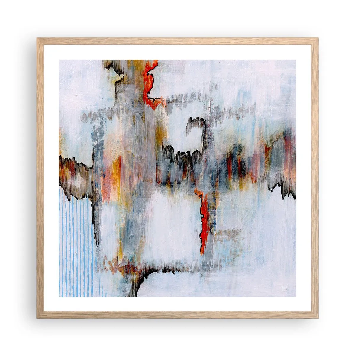 Plagát v ráme zo svetlého duba - Paličkou po vode - 60x60 cm