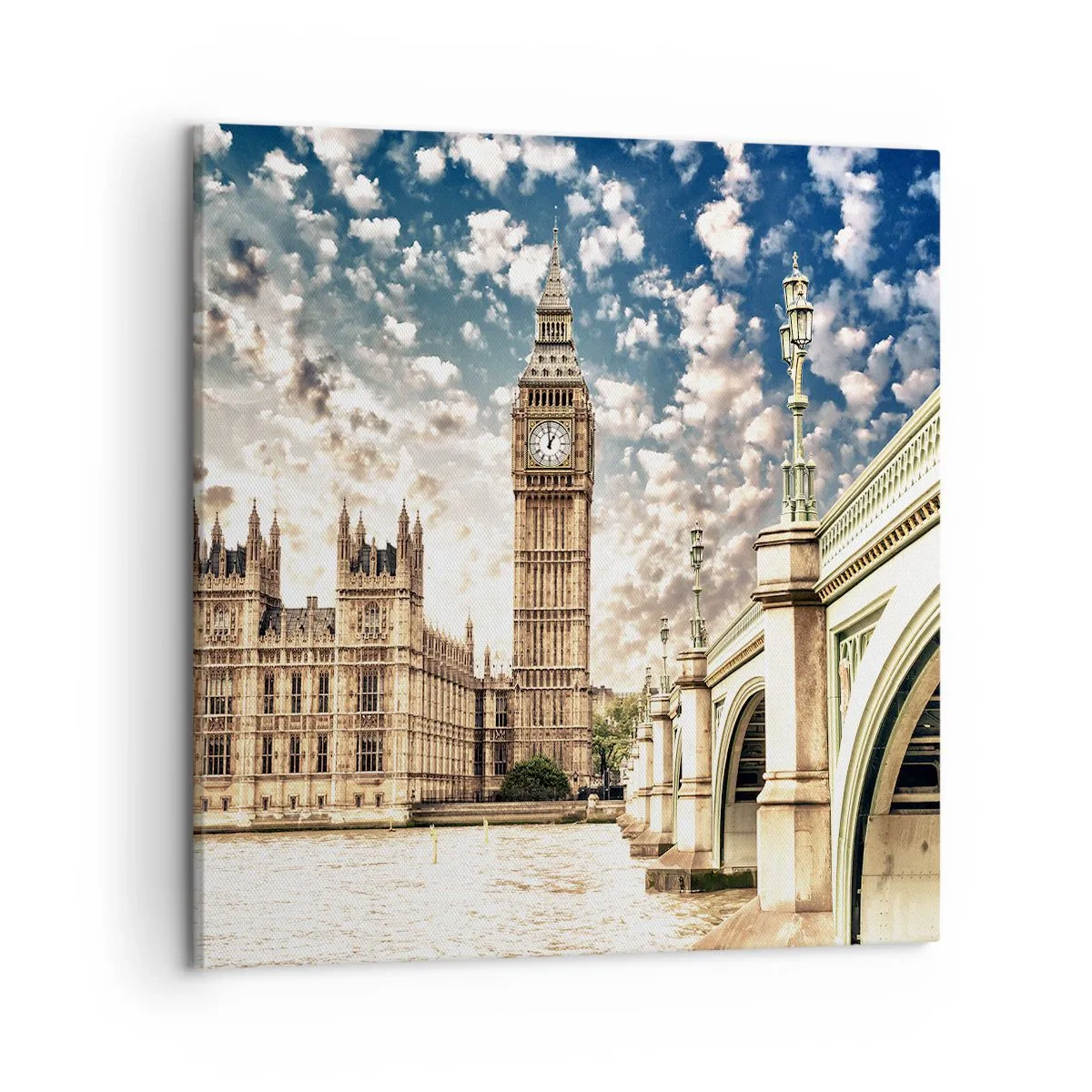 Obraz na plátne - Perové oblaky nad Temžou - 50x50 cm