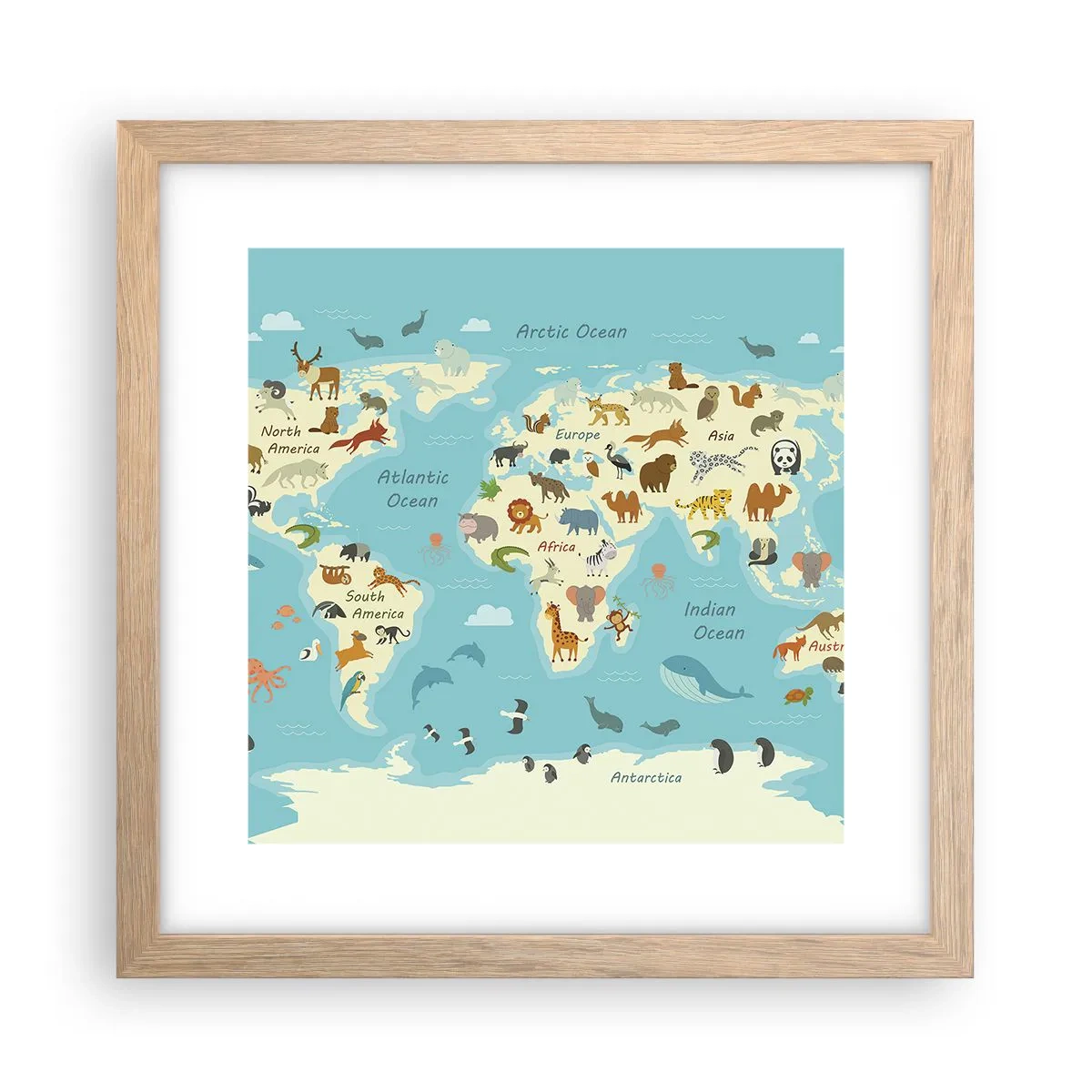 Plagát v ráme zo svetlého duba - Dobrí susedia - 30x30 cm