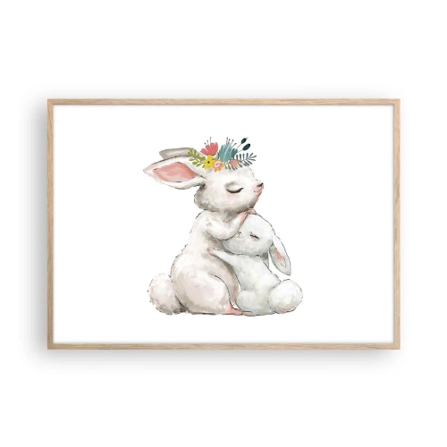 Plagát v ráme zo svetlého duba - Najlepšie je u mamy - 100x70 cm