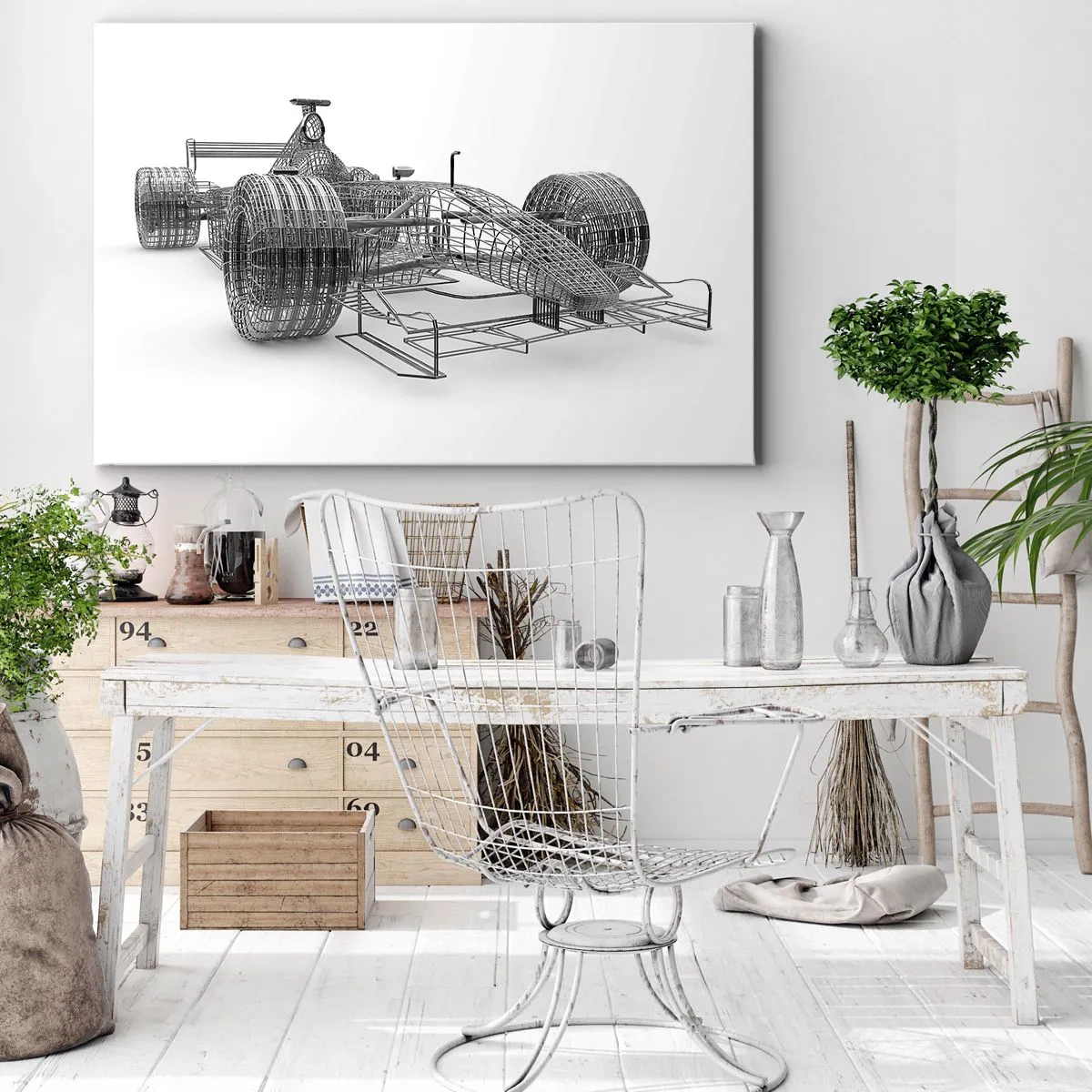 Obraz na plátne - Návrh pretekárskeho auta na svetlom pozadí - 70x50cm - Ideálna konštrukcia - idey rýchlosti - Moderná nástenná dekorácia do obývacej izby a spálne ARTTOR