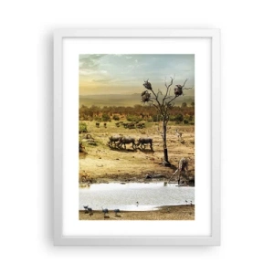 Plagát v bielom ráme - „Z raja opäť pramenila rieka…“ - 30x40 cm