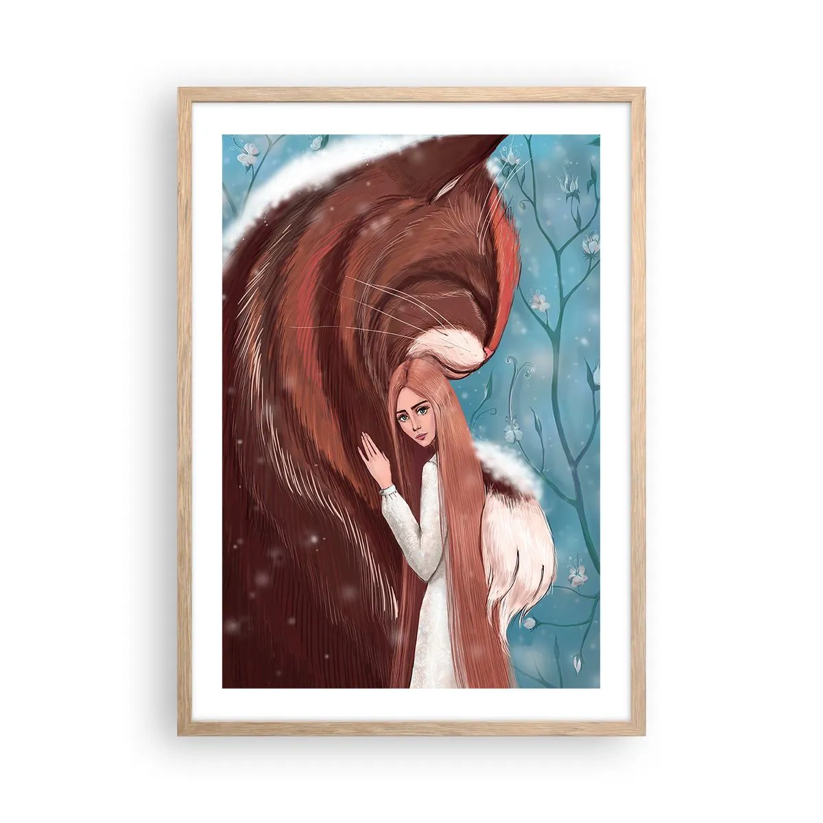 Plagát v ráme zo svetlého duba - Vitaj v rozprávke - 50x70 cm
