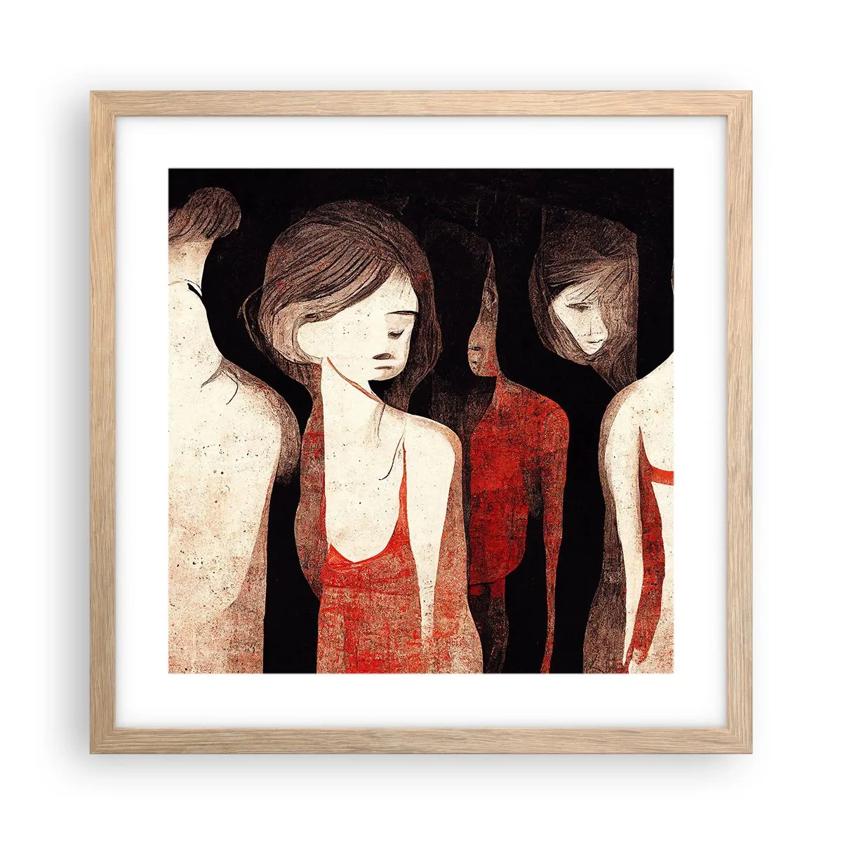 Plagát v ráme zo svetlého duba - Madony z temnoty - 40x40 cm