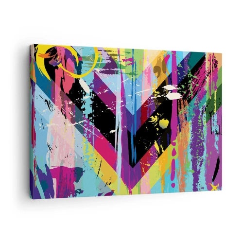 Obraz na plátne - Abstraktný vzor s farebnými geometrickými tvarmi - 70x50cm - Zhora nadol - Moderná nástenná dekorácia do obývacej izby a spálne ARTTOR