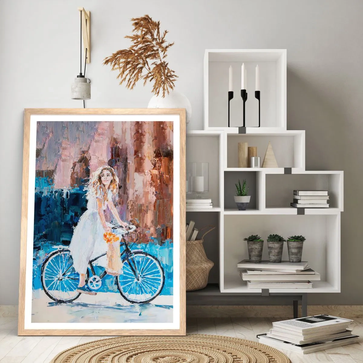 Plagát v ráme zo svetlého duba - Ranná radosť - 50x70 cm