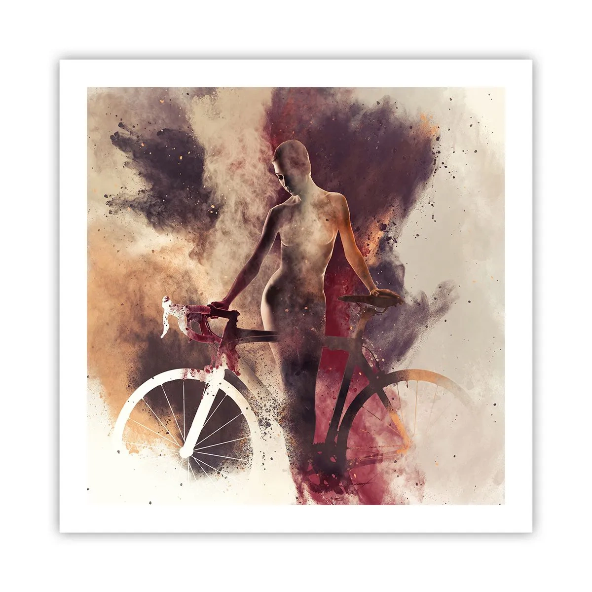 Plagát - Cyklistická duša v mramorových tvaroch - 60x60 cm