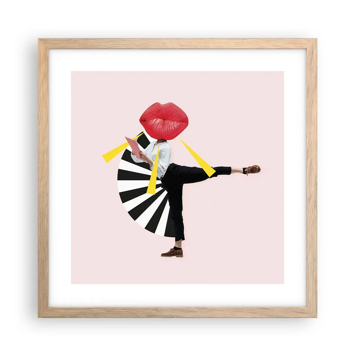 Plagát v ráme zo svetlého duba - Surrealistický pop-art - 40x40 cm