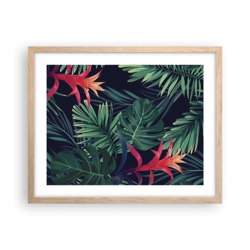 Plagát v ráme zo svetlého duba - Vzplanúť v zelenom - 50x40 cm