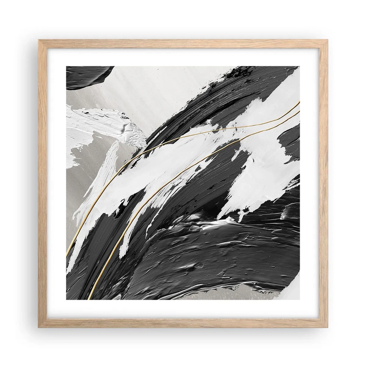 Plagát v ráme zo svetlého duba - Veľkorysá abstrakcia - 50x50 cm